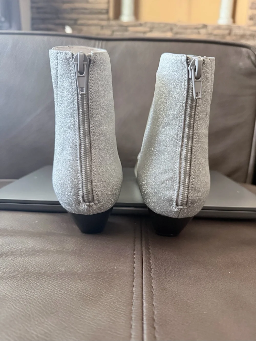 Jeffrey Campbell Clear Panel Silver Glitter Pointed-Toe Ankle Boots 9.5